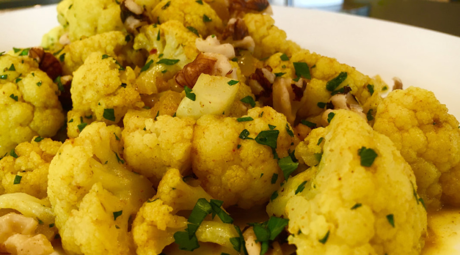Curried Cauliflower with Walnuts