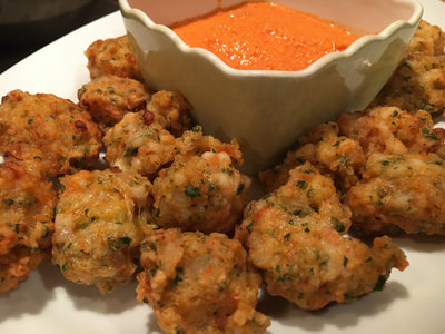 Garlic Shrimp with Romesco Sauce