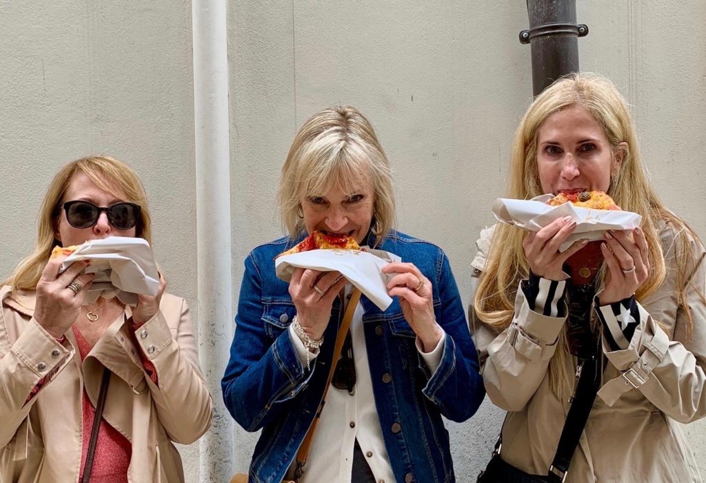 travelers enjoying focaccia