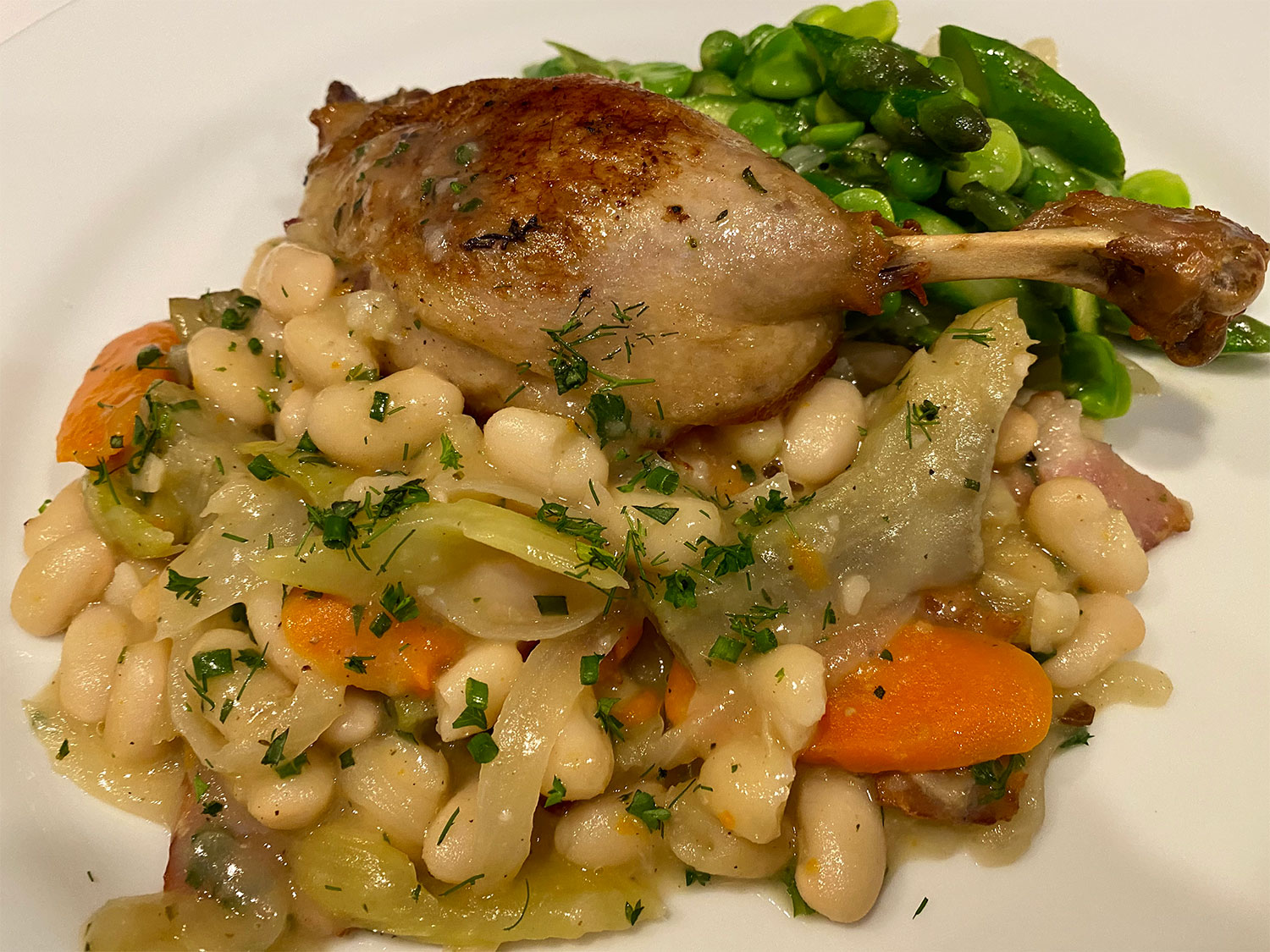 Braised Duck Legs à l’Orange with White Beans