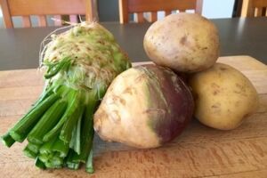celery root, rutabagas & Yukon Gold potatoes